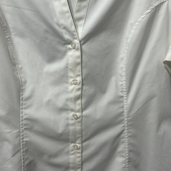 Riders by Lee Easy Care sz XL white princess seam button front short sleeve top - Picture 2 of 5